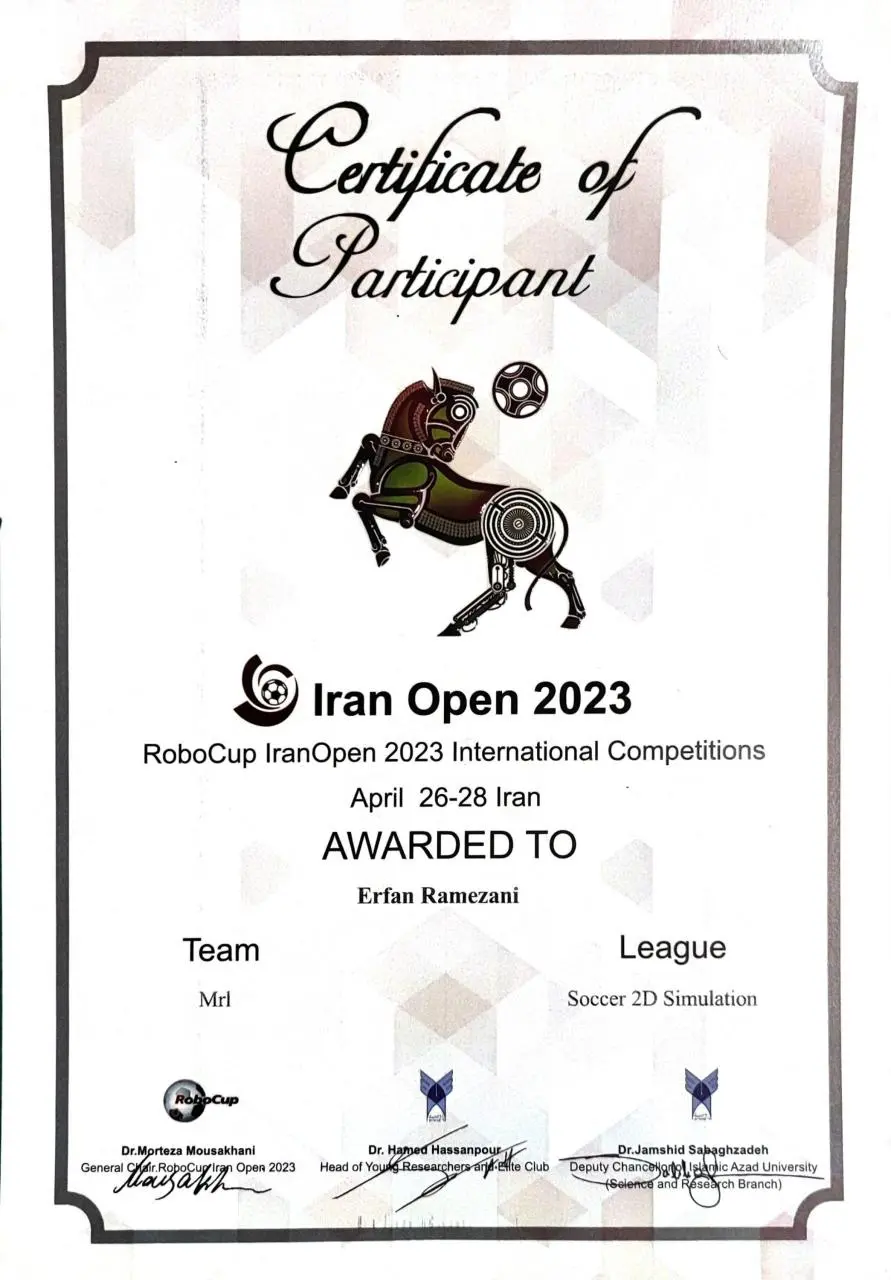 Iran Open Certificate
