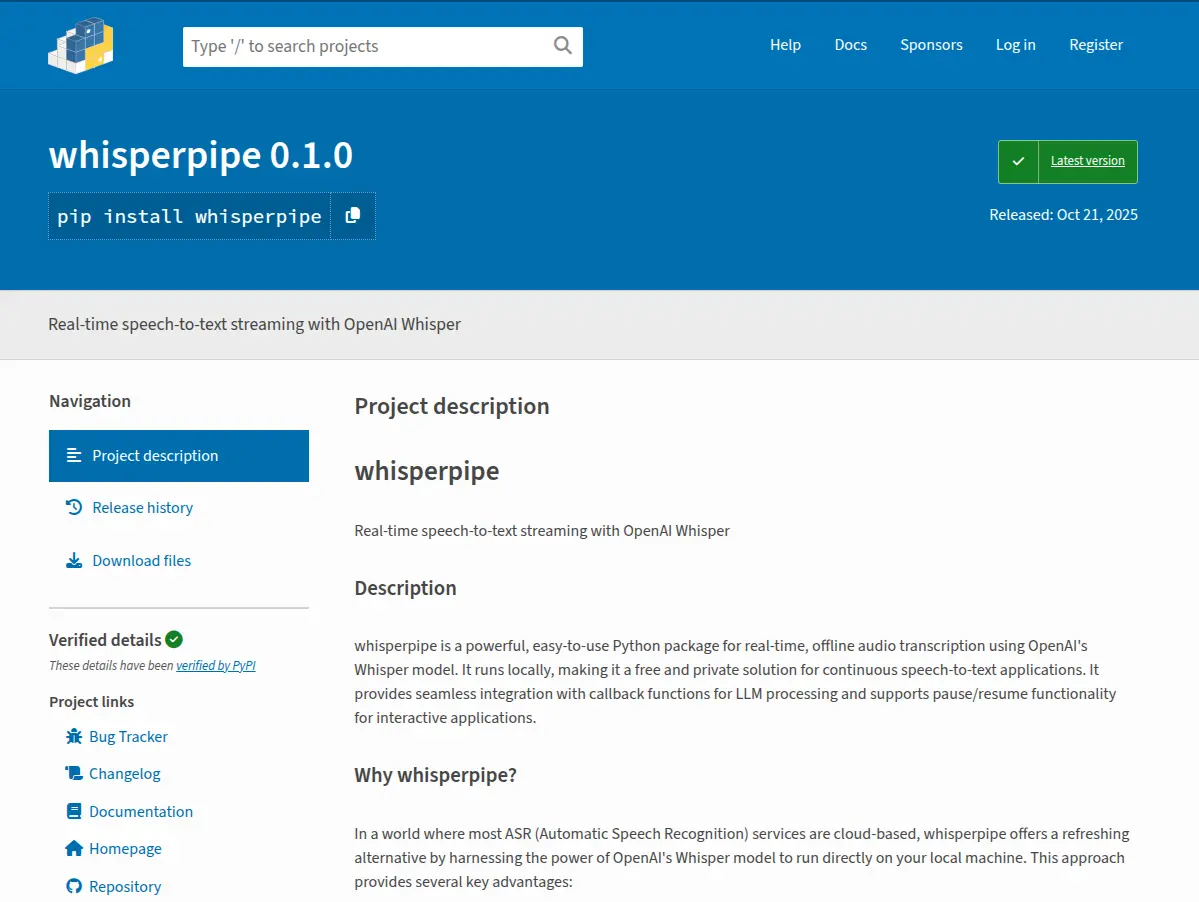 whisperpipe - Audio2Text System